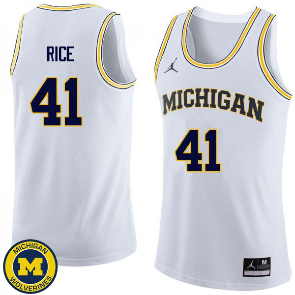 Men Michigan Wolverines #41 Glen Rice White University Basketball Jersey